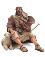 Pastor sentado con cordero 20cm