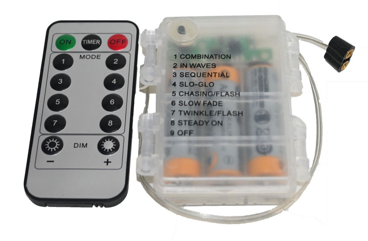 Adaptador de pilas para luces de 3,5V con mando a distancia.