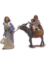 Pastora con Burra y Niños 17cm